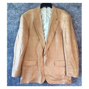 Lands End Silk Sports Coat Mens Blazer 46L Sports Jacket Woven Twill‎ Old Money